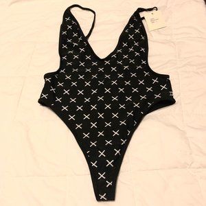 Boutine LA Black Logo Print Retro One-Piece -LARGE